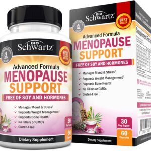 Herbal Menopause Support for Women - Supports Healthy Mood and Balance with Milk Thistle Chasteberry Black Cohosh Red Clover Turmeric Ginger - Menopause Supplements for Women - 60 Veggie Capsules