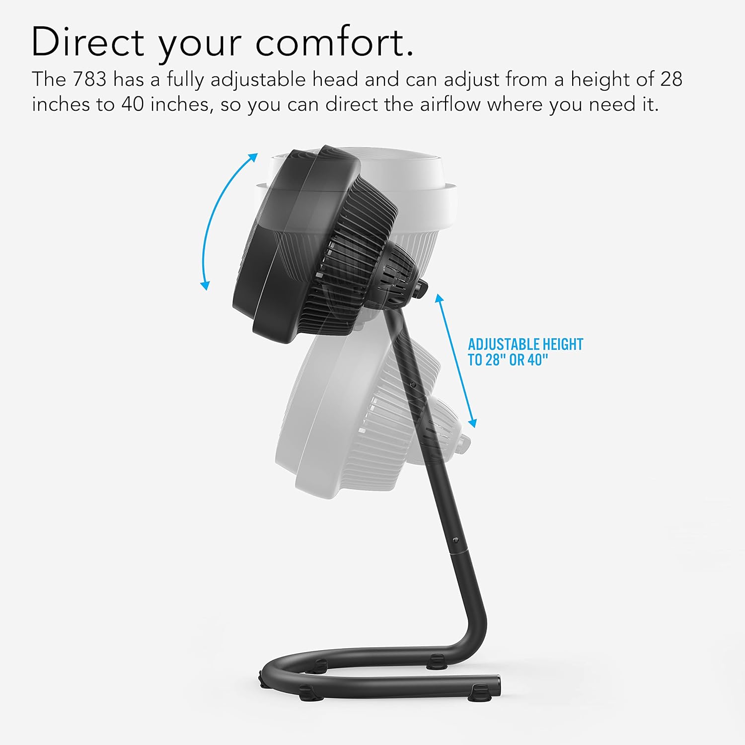 Vornado 783 Full-Size Whole Room Air Circulator Fan, Adjustable Height, 3 Speeds, Tilt Head, Removable Grill, Moves Air 100 Feet, Pedestal Fan for Home, Office, Bedroom, Black - Image 5