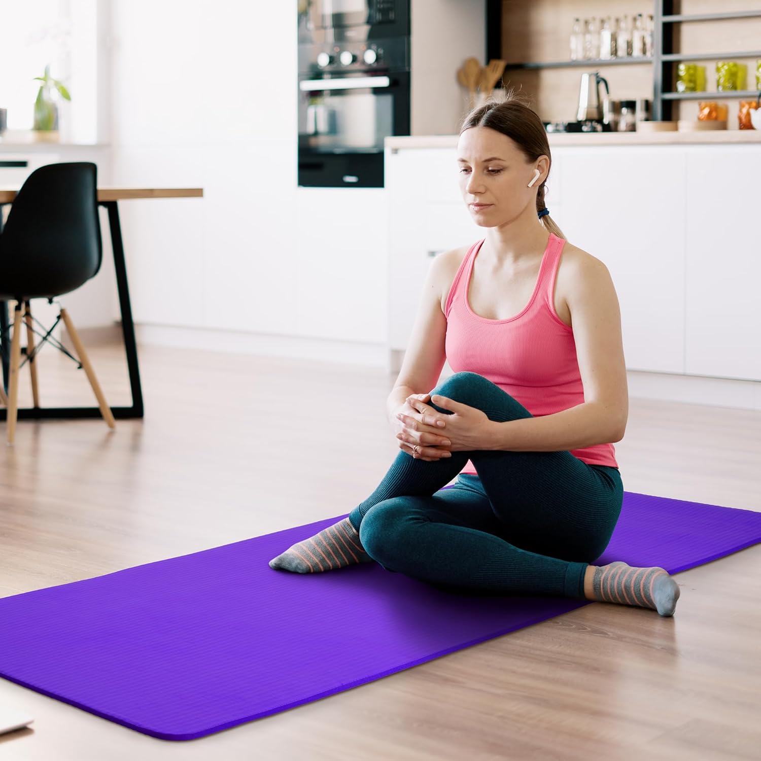 Fitvids Yoga Mat, 1/2-Inch Extra Thick High Density Exercise Mat, Anti-Tear Exercise Yoga Mat with Carrying Strap, Suitable for Various Yoga Exercises - Image 6