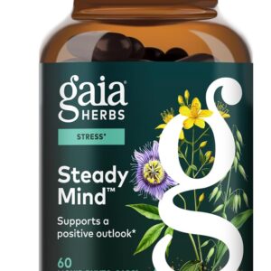 Gaia Herbs Steady Mind - Supplement Support with Herbs Traditionally Used for Stress Relief* - with St. John's Wort, Passionflower, Vervain & Oats - 60 Vegan Liquid Phyto-Capsules (60 Servings)