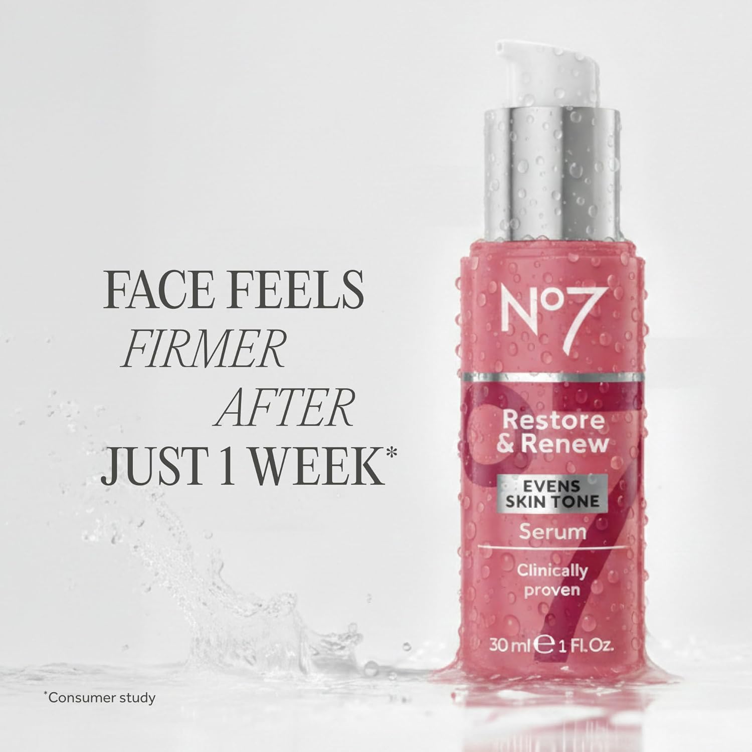 No7 Restore & Renew Multi-Action Face & Neck Serum - Anti Aging Serum for Deep Wrinkle Repair - Collagen Infused Skincare with a Hydrating Blend of Hibiscus Peptides & Hyaluronic Acid (1 fl oz) - Image 3