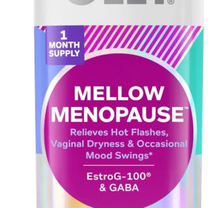 OLLY Mellow Menopause Supplements for Women, Supports Hot Flashes, Vaginal Dryness & Occasional Mood Swings,* Estro-G100®, GABA, Vegan Capsules, 1 Month Supply - 30 Count