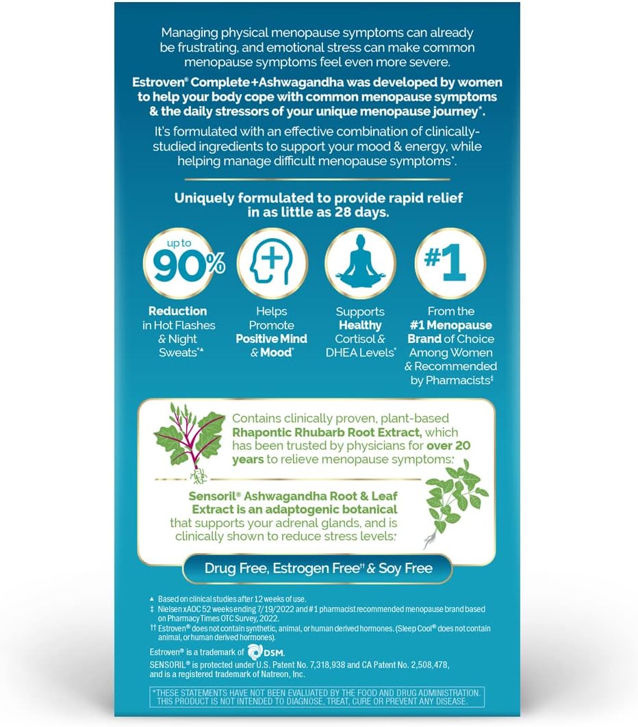 Estroven Complete + Ashwagandha Multi-Symptom Menopause Supplement for Women - 60 Ct. - Clinically Proven Ingredients Provide Menopause Relief & Night Sweats + Hot Flash Relief* - Drug-Free & Non-GMO - Image 2