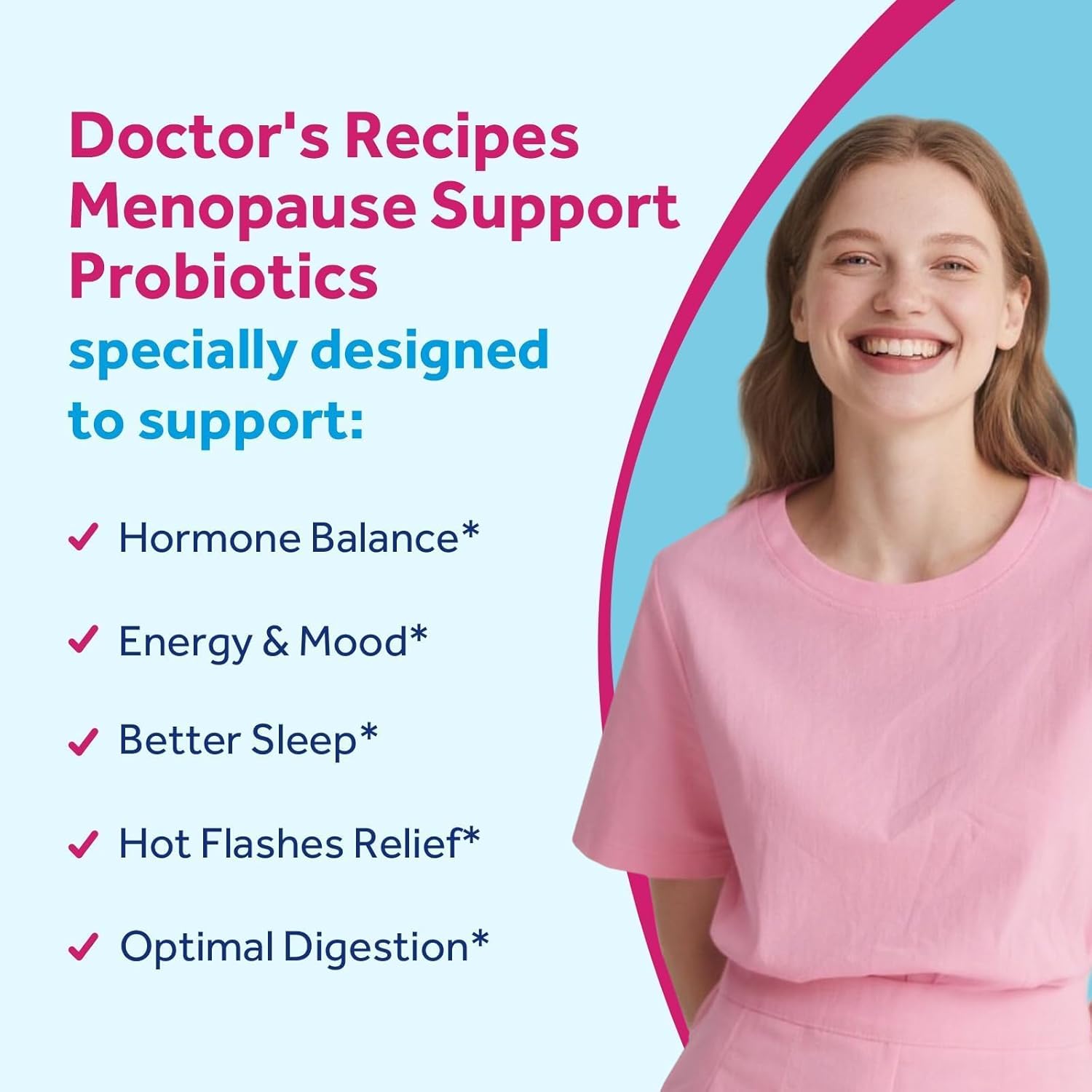 Doctor's Recipes Menopause Probiotic Supplements for Women, Black Cohosh for Menopause Hot Flashes, Probiotics with Ashwagandha, Dong Quai, Supports Energy, 60 Capsules - Image 3