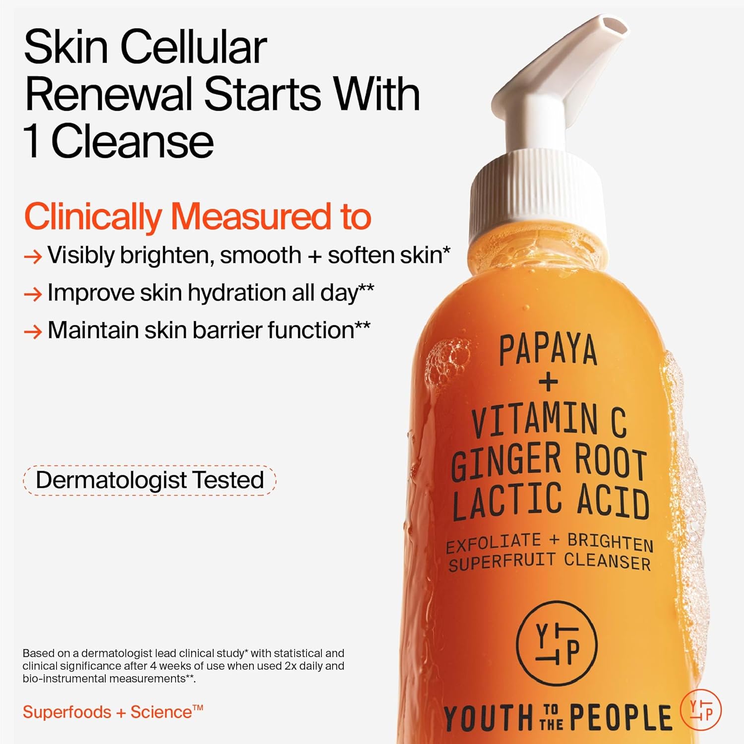 Youth To The People Superfruit Facial Cleanser - Papaya + Vitamin C Gentle Exfoliating Face Wash, Cellular Skin Renewal with AHA + BHA, Evens Skin Tone & Texture for Soft + Radiant Skin, Sulfate-free - Image 3