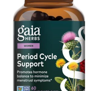 Gaia Herbs Period Cycle Support - Supports Hormone Balance & PMS Relief* - Herbal Supplement with Vitex Berry & Schisandra - Free from Gluten, Dairy & Soy - 60 Vegan Liquid Phyto-Caps (30 Servings)