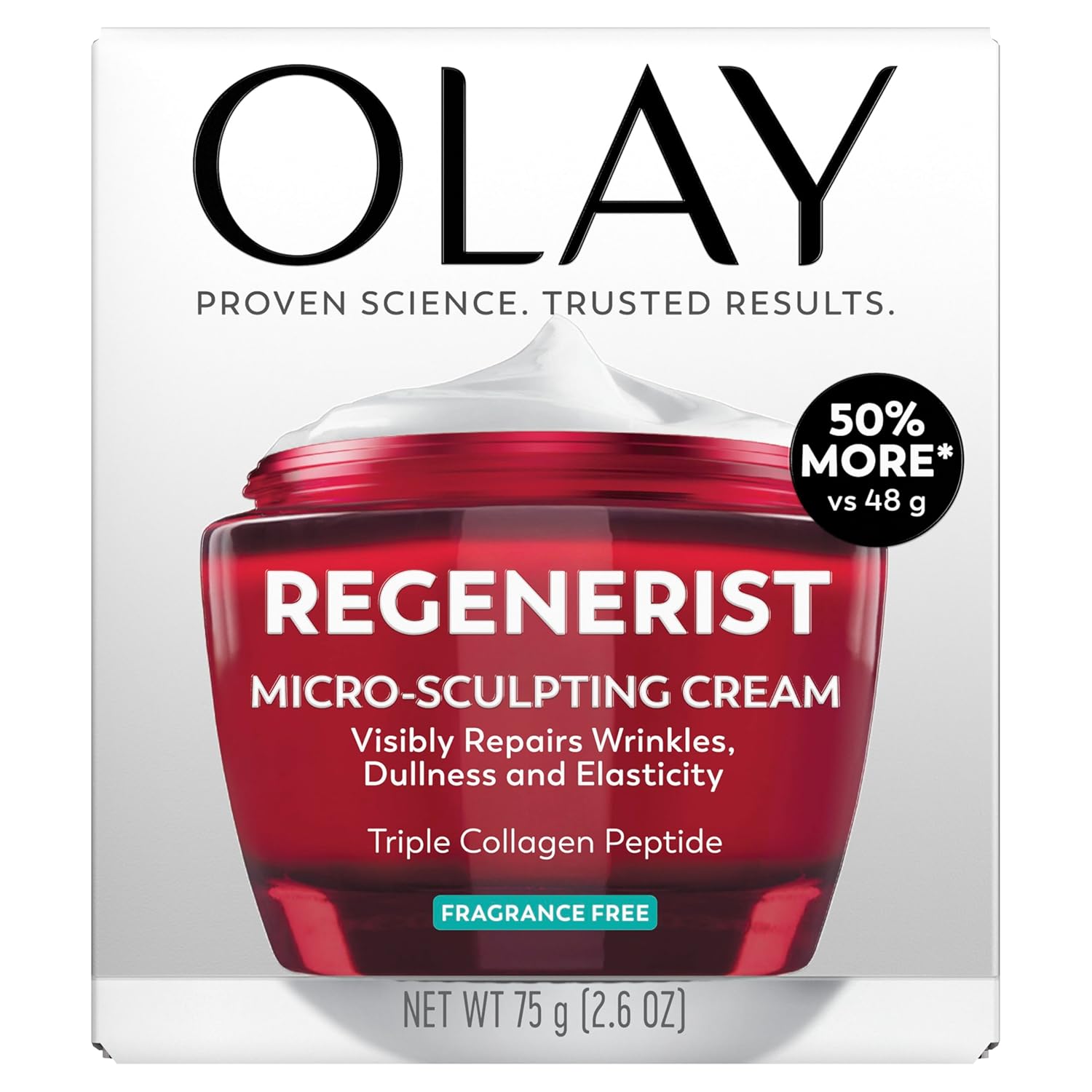 Olay Face Moisturizer, Regenerist Micro-Sculpting Cream for Women, Fragrance-Free - Anti-Aging, Anti-Wrinkle, Firming Skin Care - Triple Collagen Cream, Peptide, Hyaluronic Acid, Niacinamide, 2.6oz - Image 12