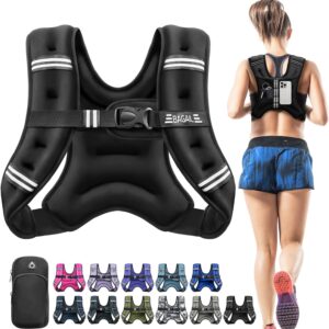 BAGAIL Comfort-Fit Weighted Vest for Woman, Even Weight Distribution, Faster Weight Loss, No-Chafe or Bounce for Walking & Running with Detachable Phone Pouch & Reflective Stripes (Available 5-30lbs)