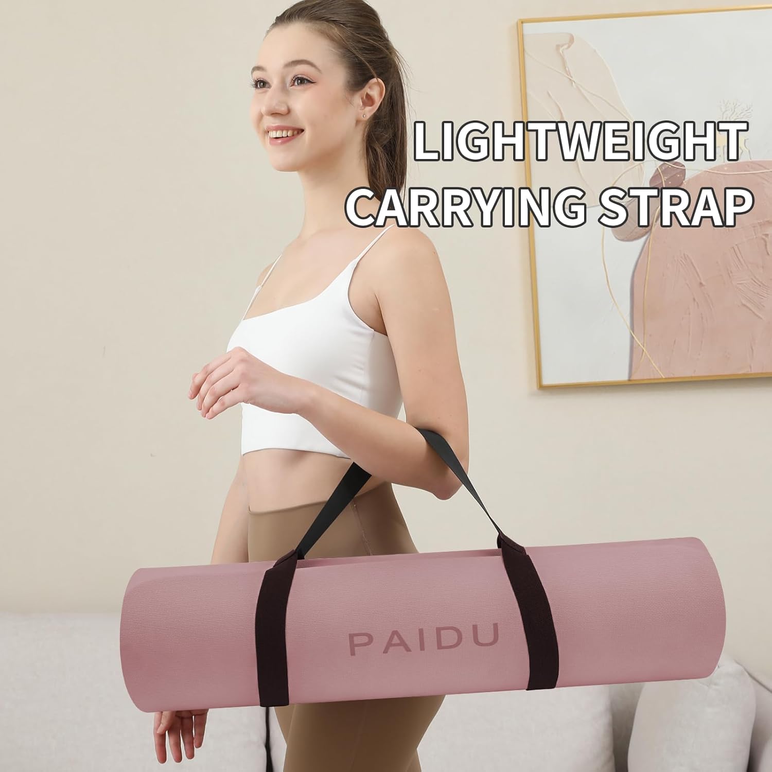PAIDU Yoga Mat Non Slip Anti-tear,extra thick-2/5 inch(10MM)High Resiliency Professional POE Yoga Mats for Women Men Kids,72"x24"inch,Workout, Yoga, Pilates and Floor Exercise, with Carrier Strap - Image 5