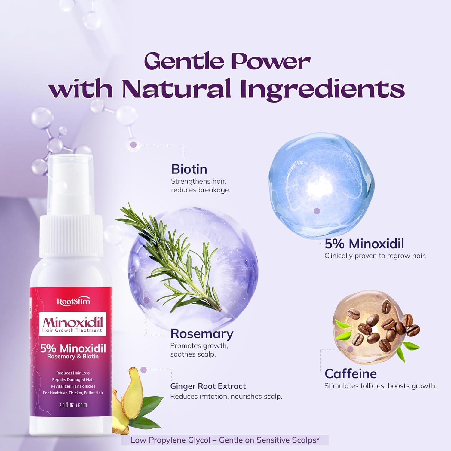 Women's 5% Minoxidil Spray for Hair Growth: RootStim Extra Strength Minoxidil with Rosemary & Biotin for Thinning Hair Regrowth and Fuller Hair - 2 Fl Oz - Image 3