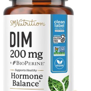 DIM Supplement 200 mg (120 Ct) | Estrogen Balance for Women & Men | Hormone Balance, Hormonal Acne Supplements, Menopause, Antioxidant & PMS Support | Non-GMO, Vegan, Soy Free | 4 Month Supply