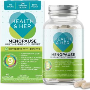 Health & Her Menopause Supplements for Women - Multi-Nutrient Support, Menopause Vitamins for Energy, Bones, Muscles, Skin & Hair, Vegan, Gluten-Free, Non GMO (60ct - 1 Month)