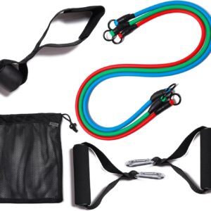 Resistance Bands with Handles for Working Out Women and Men, Exercise Bands with Door Anchor, Stretch Bands for Home Workouts, Simple Guide Included