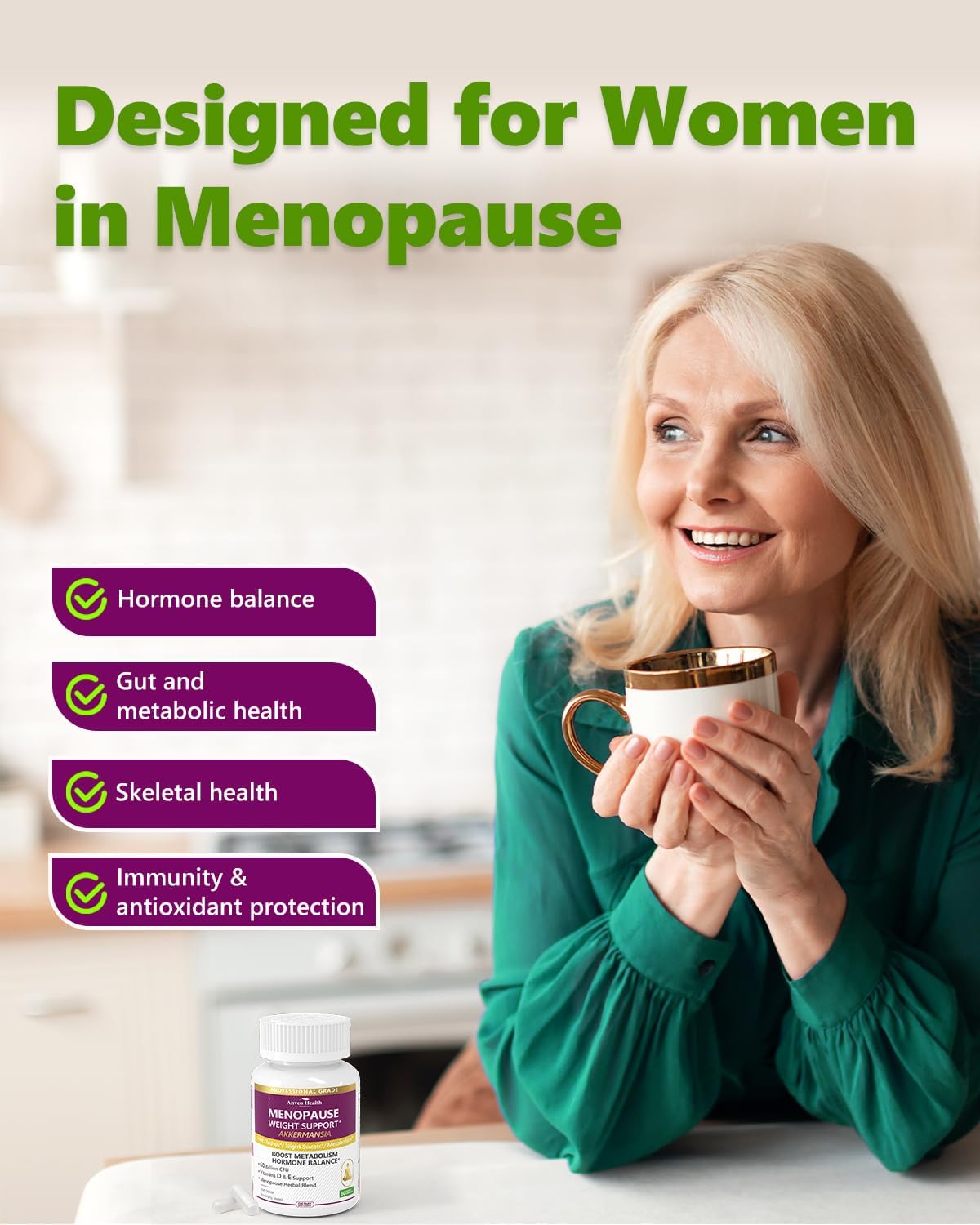 Menopause Supplements for Women 60 Billion with Akkermansia Probiotic & Prebiotic, Vitamin D & E for Hormone Balance, Metabolism, Gut Health Hot Flashes & Night Sweats - Non-GMO | 60 Caps - Image 5