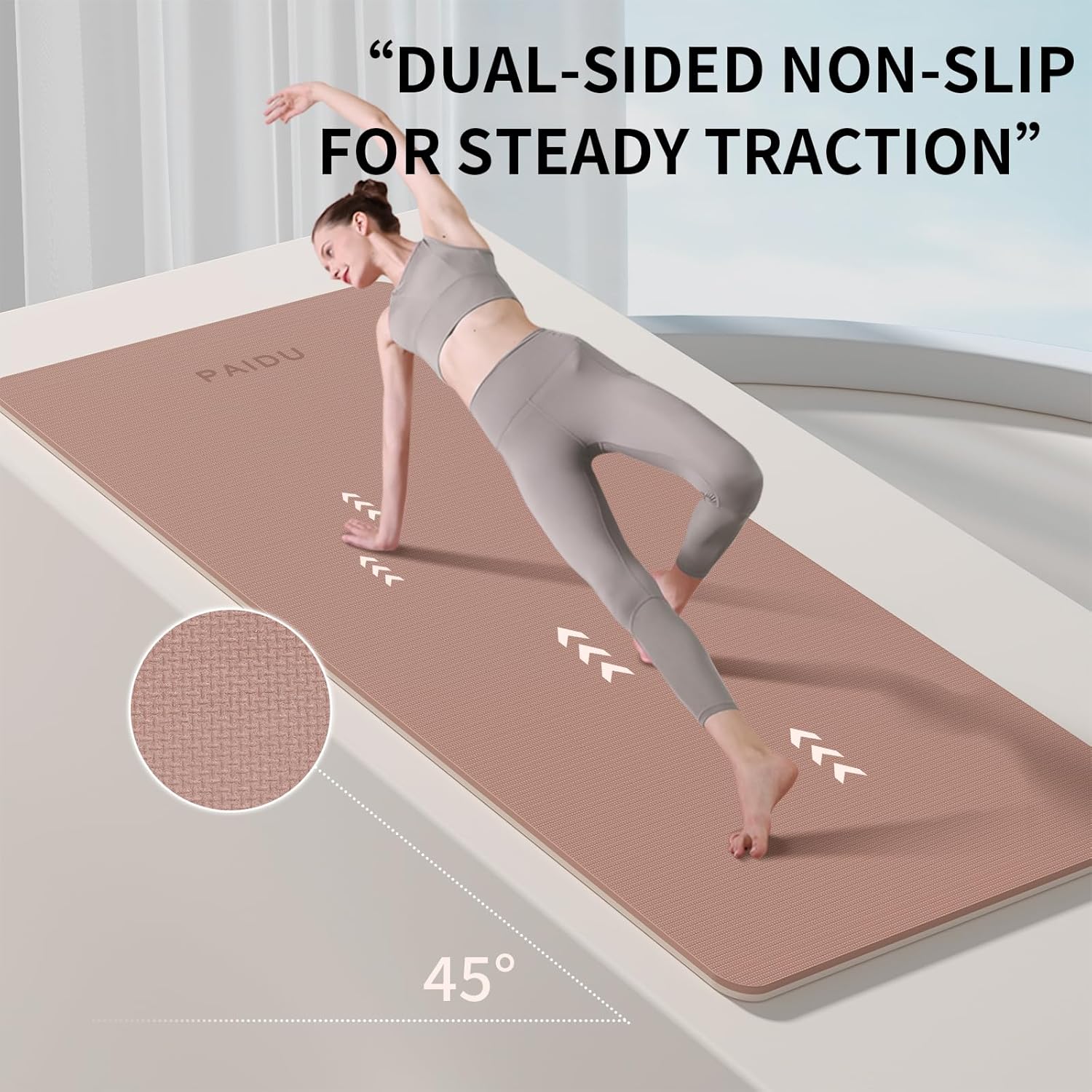 PAIDU Yoga Mat Non Slip Anti-tear,extra thick-2/5 inch(10MM)High Resiliency Professional POE Yoga Mats for Women Men Kids,72"x24"inch,Workout, Yoga, Pilates and Floor Exercise, with Carrier Strap - Image 6