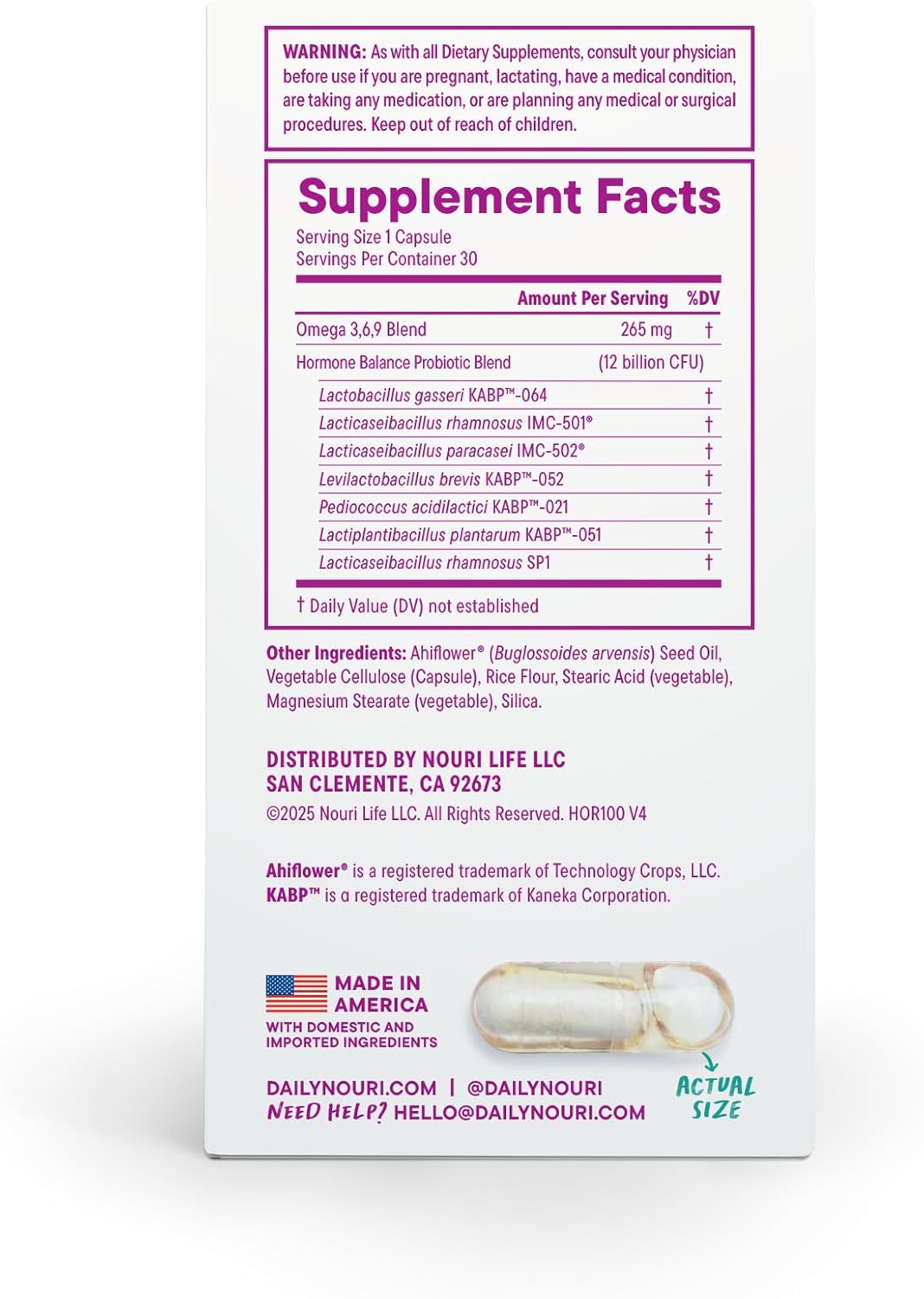 Daily Nouri Hormone Balance Probiotics for Women | Hormone Balance for Women | PMS, Hormonal Acne, & Bloating Support | 7 Clinically Studied Strains + Omega | 30-Day Supply - Image 8