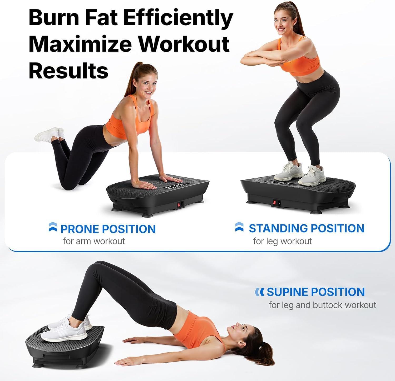 MERACH Vibration Plate Exercise Machine, Curved Vibration Plate for Lymphatic Drainage Weight Loss, Vibrating Plate with Real-Time Calorie Tracking on LED Display, Workout Equipment for Home Women Men - Image 4