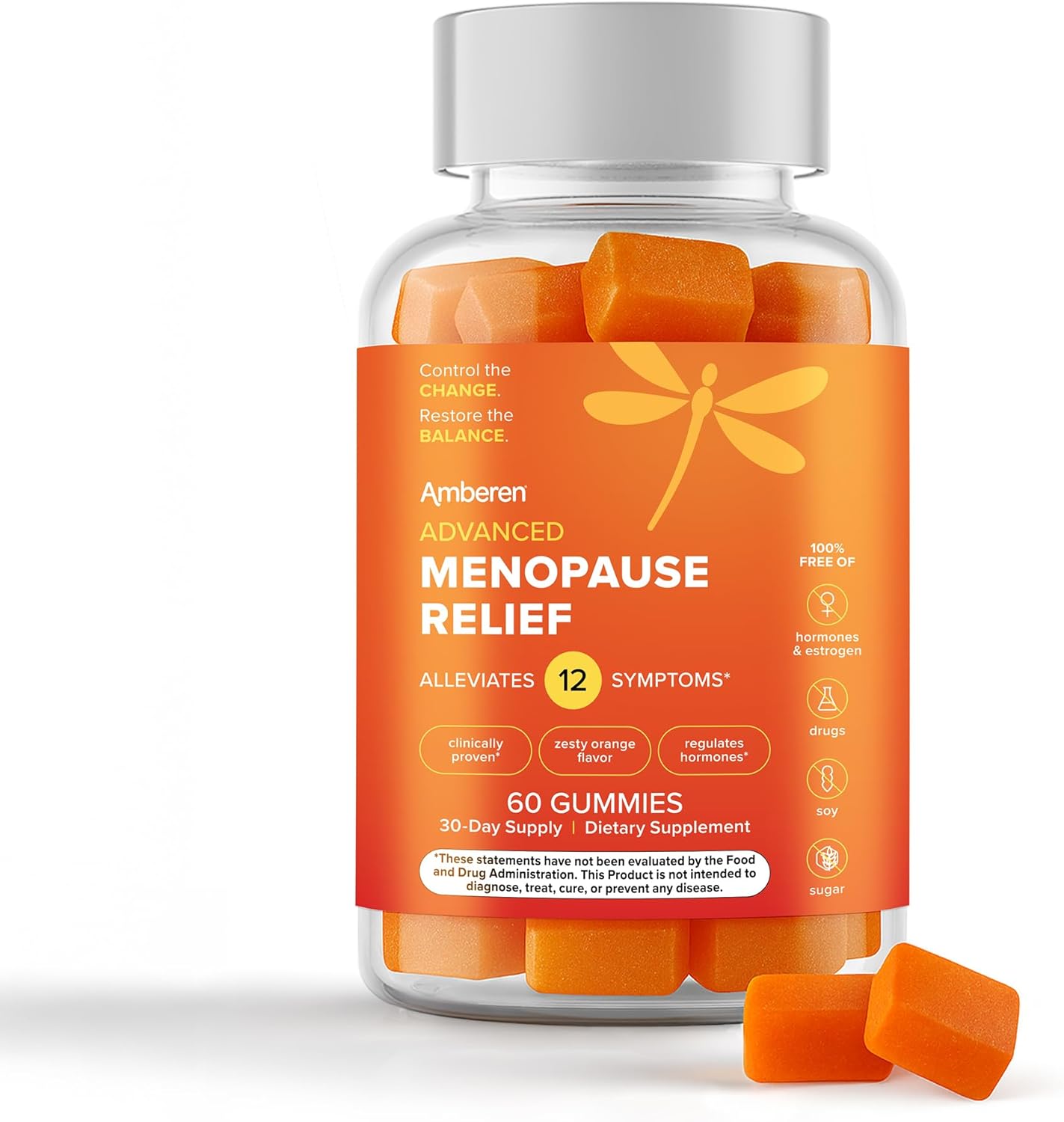 Amberen Menopause Supplement for Women, 60 Gummies, Clinically Proven, Helps Support Hormone Balance, Helps Relieve 12 Menopause Symptoms: Hot Flashes, Night Sweats, Mood Swings and More