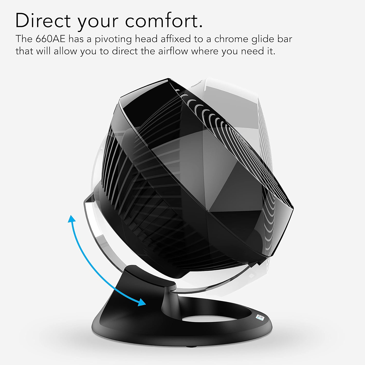 Vornado 660 AE Large Whole Room Air Circulator Fan with 4 Speed Settings, Works with Alexa, Chrome Glide Bar for Directional Airflow, Powerful Targeted Airflow, A Certified for Humans Device, Black - Image 5