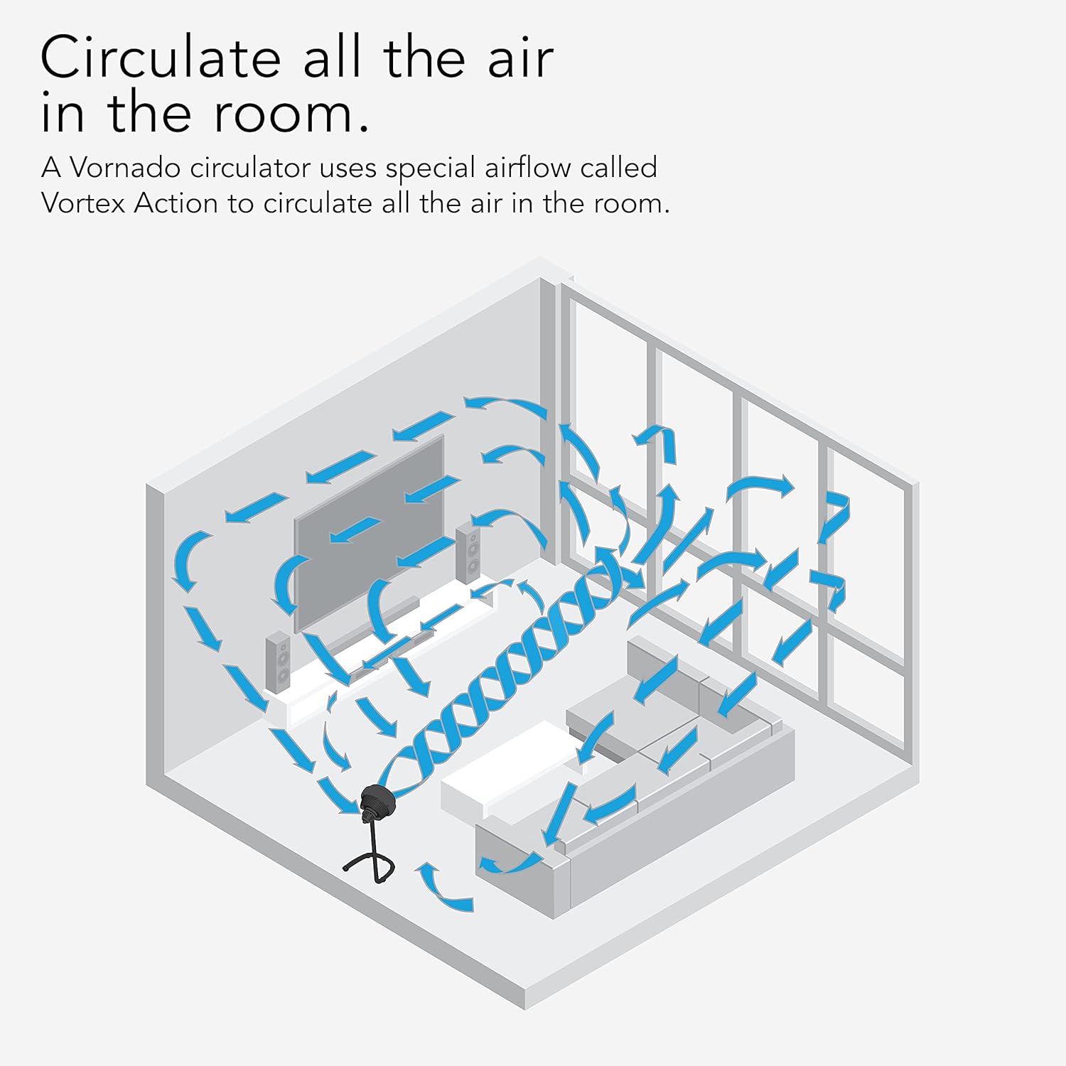 Vornado 783 Full-Size Whole Room Air Circulator Fan, Adjustable Height, 3 Speeds, Tilt Head, Removable Grill, Moves Air 100 Feet, Pedestal Fan for Home, Office, Bedroom, Black - Image 4