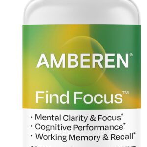 Amberen Find Focus, Menopause Supplement for Women, Clinically Proven Bacopa monnieri supports Mental Clarity, Focus, Cognition, Working Memory & Recall, Hormone & Soy Free, 60 Capsules, 30 Day Supply