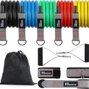 Resistance Bands with Handles for Working Out Women and Men, Exercise Bands with Door Anchor, Stretch Bands for Home Workouts, Simple Guide Included
