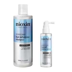 Nioxin Hair Fall Defense Shampoo | Activates Hair Follicles for Visibly Less Hair Loss | 8.1 Fl Oz + Nioxin Hair Fall Defense Intensive Daily Leave-In Hair Treatment | 2.3 Fl oz.