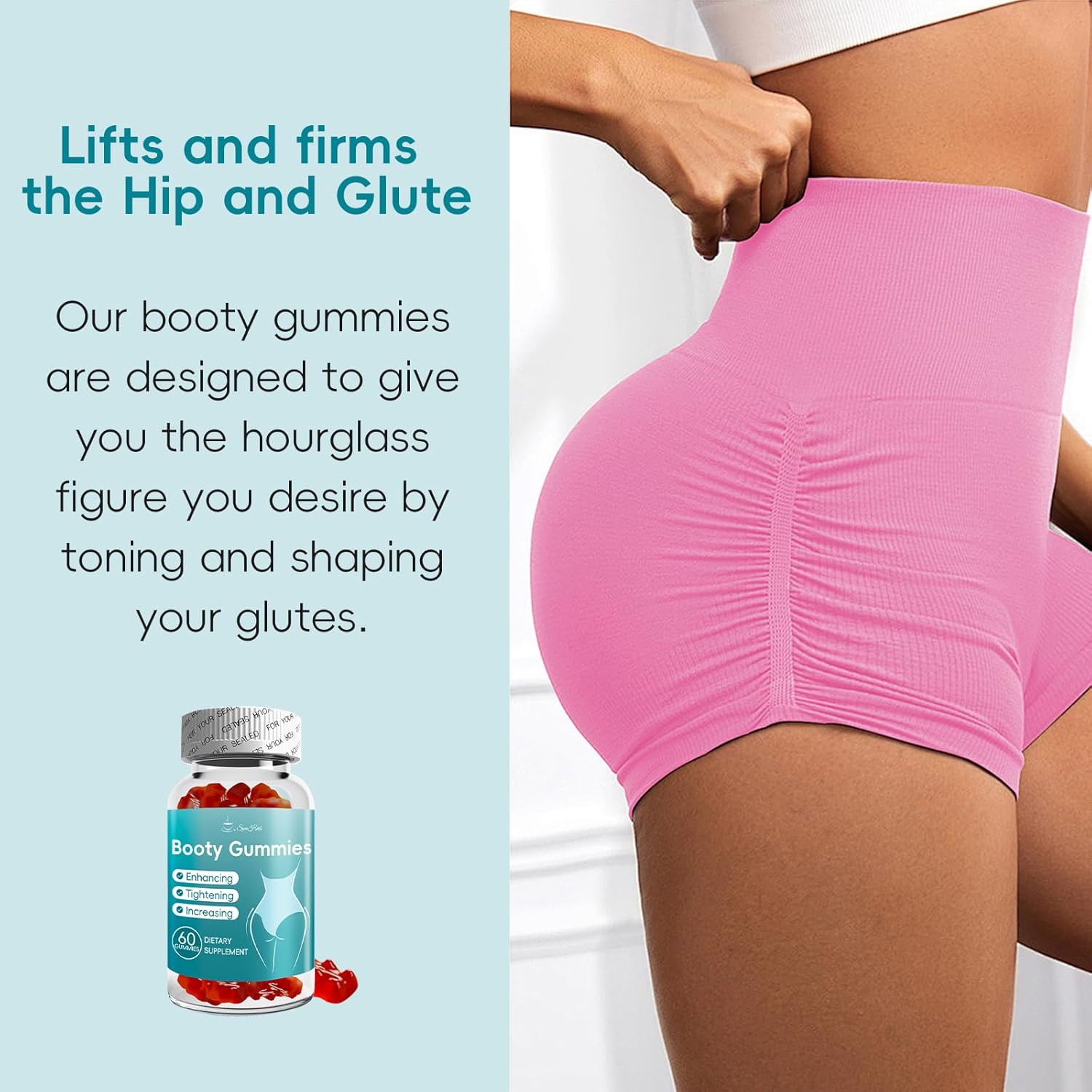 Hip Booty Enhancing Fast Gummy,Vegan Weight Gainer Gummies,Gummies with Multivitamins and Herbal Extracts,Gym Workouts & Beach Days for Women Seeking Curved Silhouette - Image 2