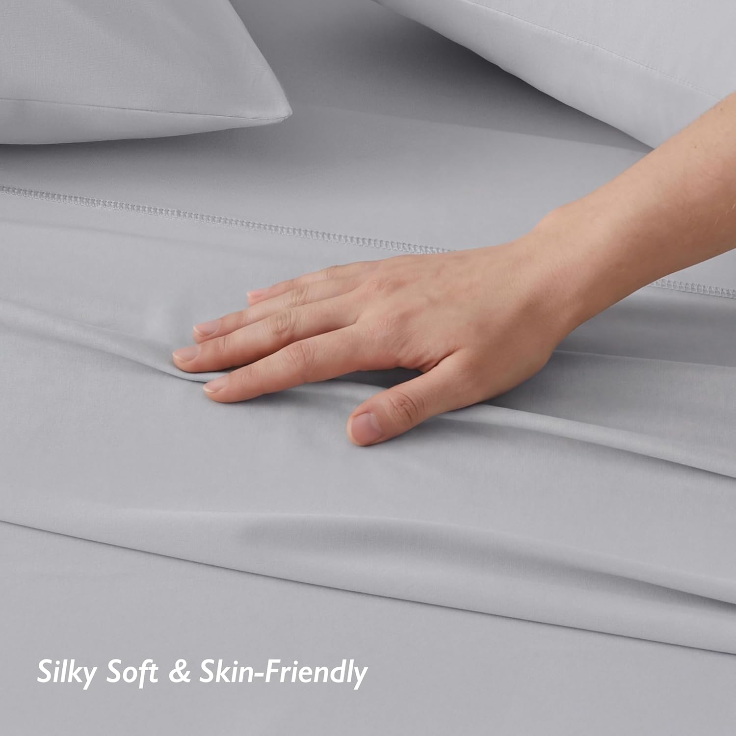 Breescape Cooling Sheets King Size - BlendTek Dry & Cool Technology Cooling Bed Sheets for Hot Sleepers and Night Sweats, Q-Max>0.46 Tech King Sheet Set, Deep Pocket Up to 18", Misty Gray - Image 7