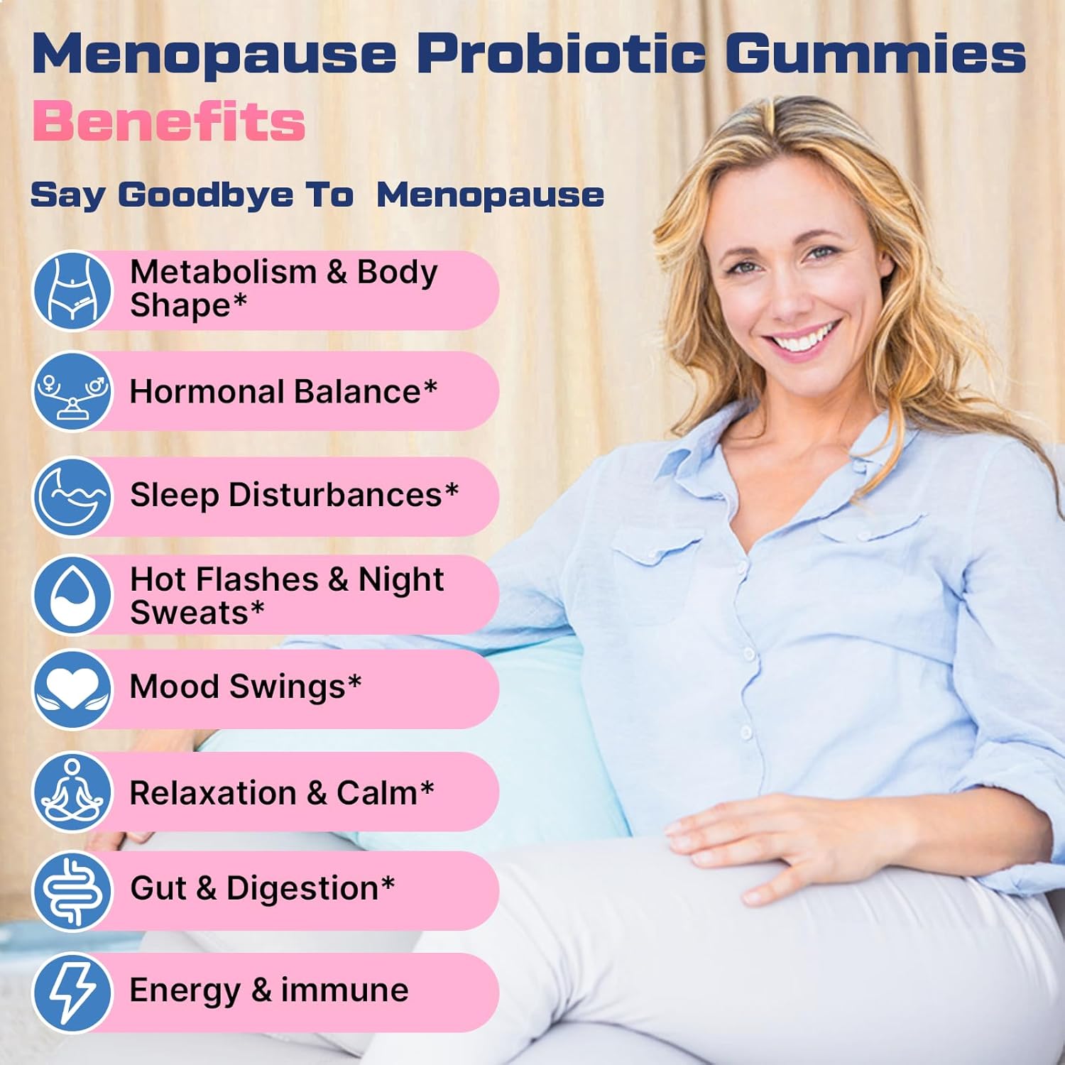 Menopause Supplements for Women Gummies, 16-in-1 Probiotic, Black Cohosh & Ashwagandha for Menopause Relief, Hot Flashes, Hormone Harmony, Mood Swings, Belly Burner* & Gut, Sugar-Free - 60 Gummies - Image 3
