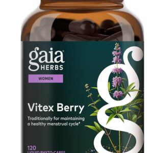 Gaia Herbs Vitex Berry - Vitex Traditionally Used to Support Hormone Balance for Women & a Healthy Menstrual Cycle* - 120 Vegan Liquid Phyto-Caps (60 Servings)