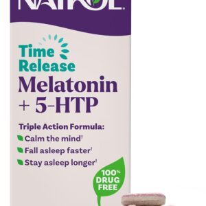 Natrol Melatonin + 5-HTP Time Release Sleep Aid, Triple Action Formula, Calm the Mind, Fall Asleep Faster and Stay Asleep Longer, 60 Bi-Layer Tablets, Up to a 60 Day Supply