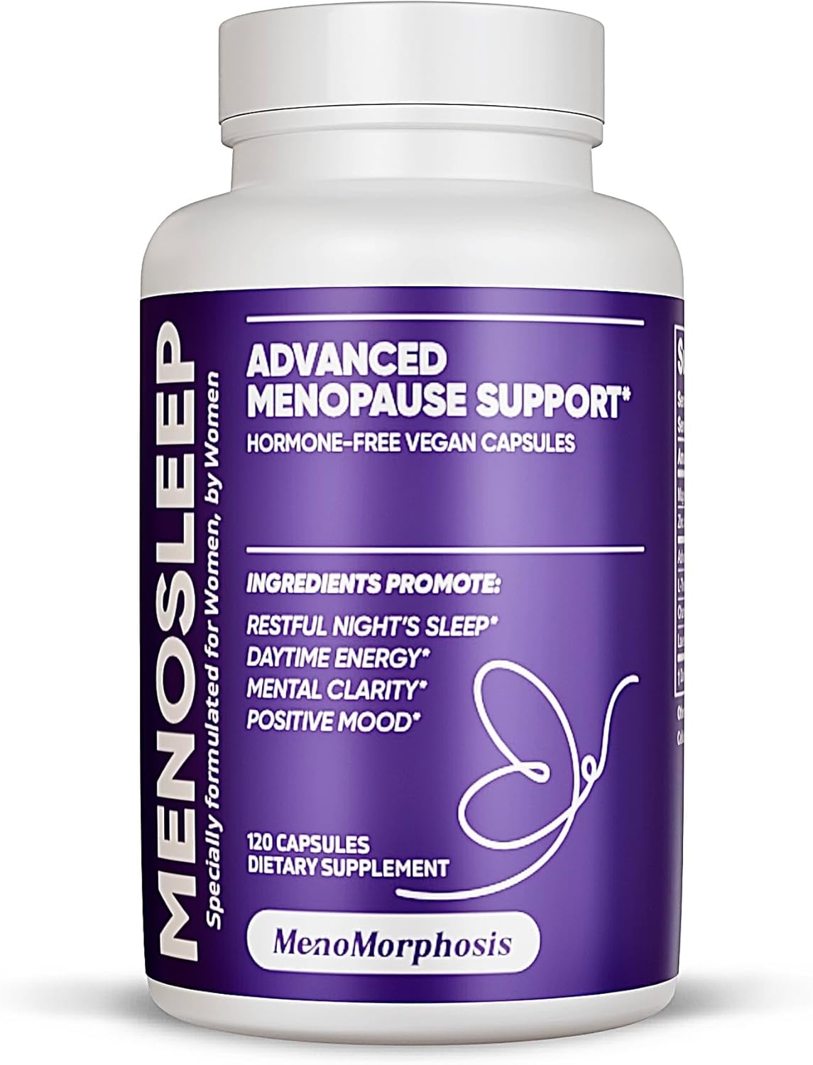 Meno Sleep Menopause Support Supplement: Clinically Proven Ingredients Improve Energy, Mood & Mental Clarity. Magnesium Glycinate, L-Theanine, Ashwagandha, Made in USA, Vegan, Hormone Free 120 Ct
