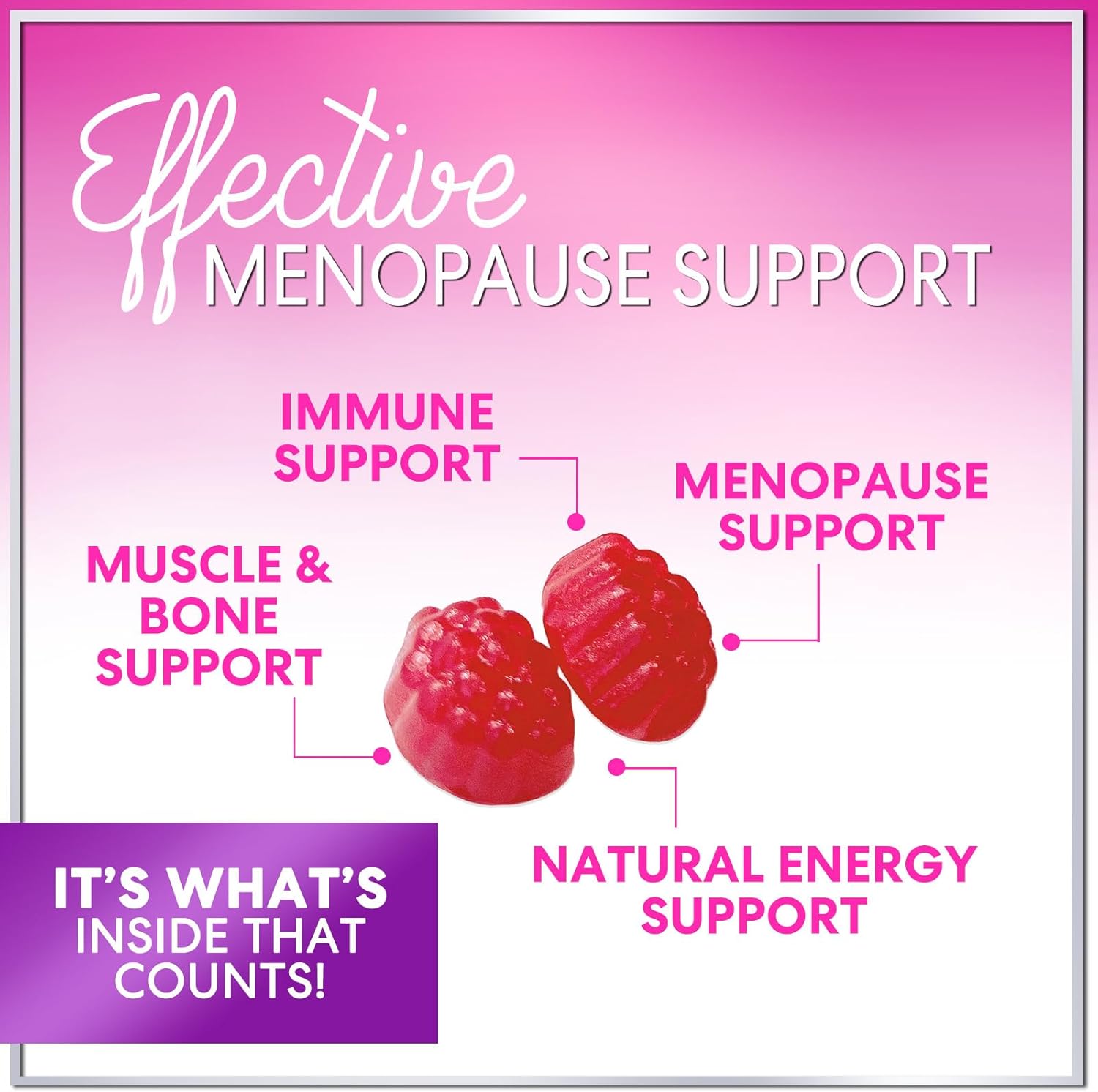 Menopause Supplements for Women - Complete Natural Mild Hot Flashes & Night Sweats Support, Multi Benefit Menopause Relief Gummy, Support for Balance & Energy, Gluten-Free & Non-GMO - 60 Gummies - Image 5