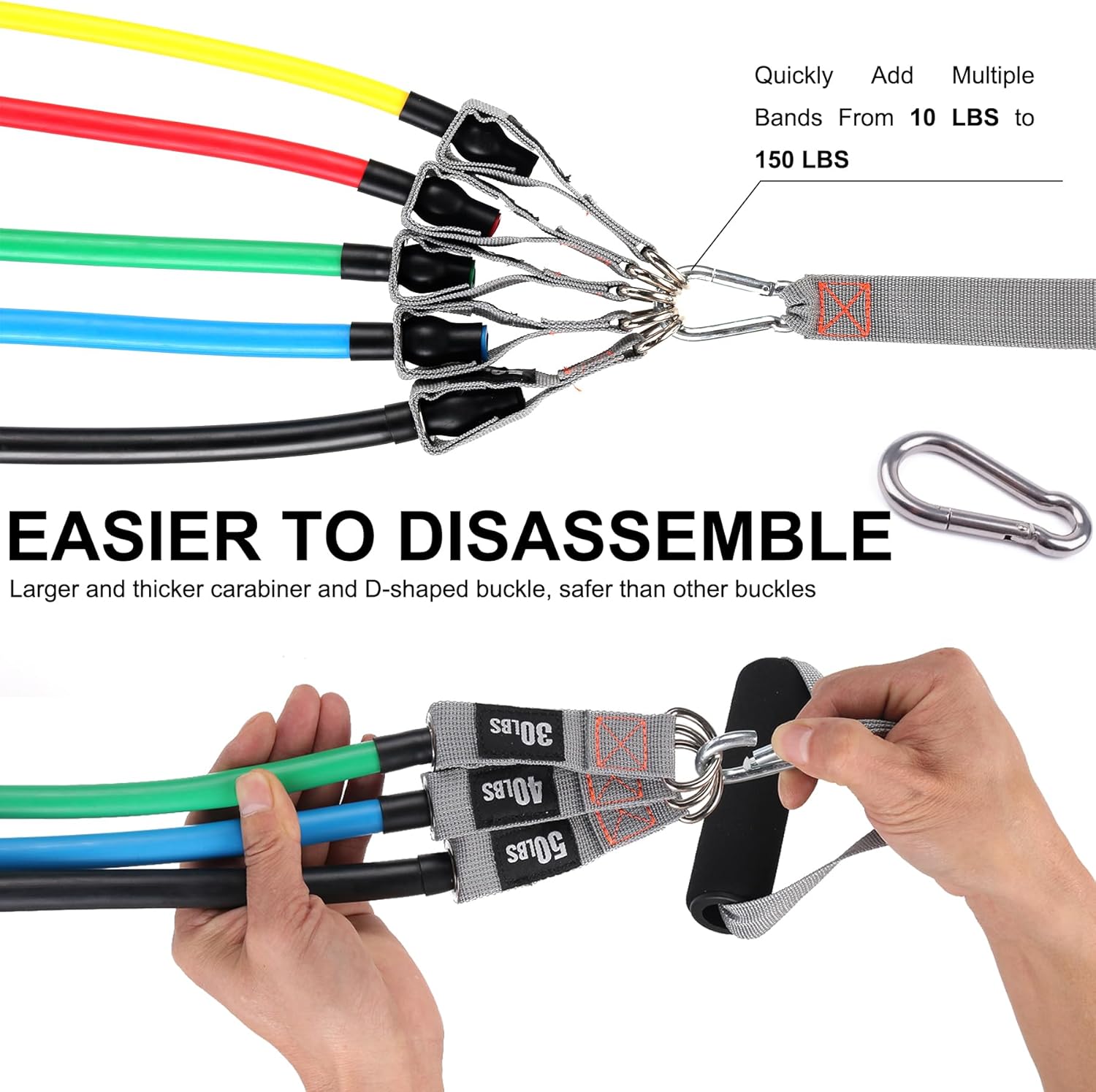 Resistance Bands with Handles for Working Out Women and Men, Exercise Bands with Door Anchor, Stretch Bands for Home Workouts, Simple Guide Included - Image 4