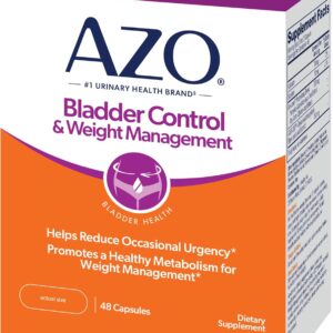 AZO Bladder Control with Go-Less® & Weight Management Dietary Supplement | Helps Reduce Occasional Urgency* | Promotes Healthy Metabolism* | Supports a Good Night’s Sleep* | 48 Capsules