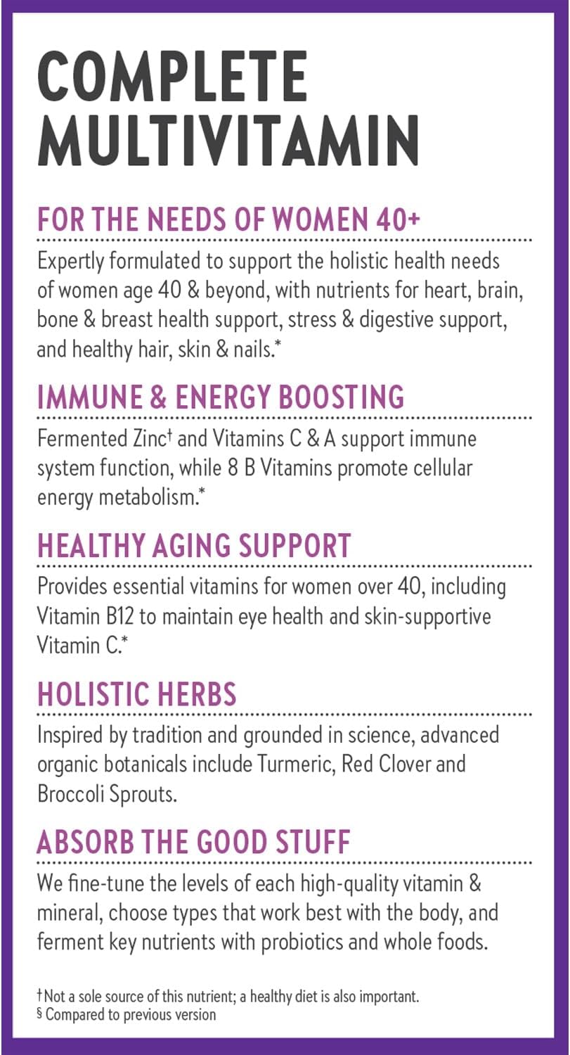New Chapter Women’s Multivitamin 40+, extra B6 & B12, Biotin for Hair Growth, D3, Vit C, Zinc for Immune & Stress Support, Gentle on an Empty Stomach, One Daily, Non-GMO, Gluten-Free, 72 Tablets - Image 8
