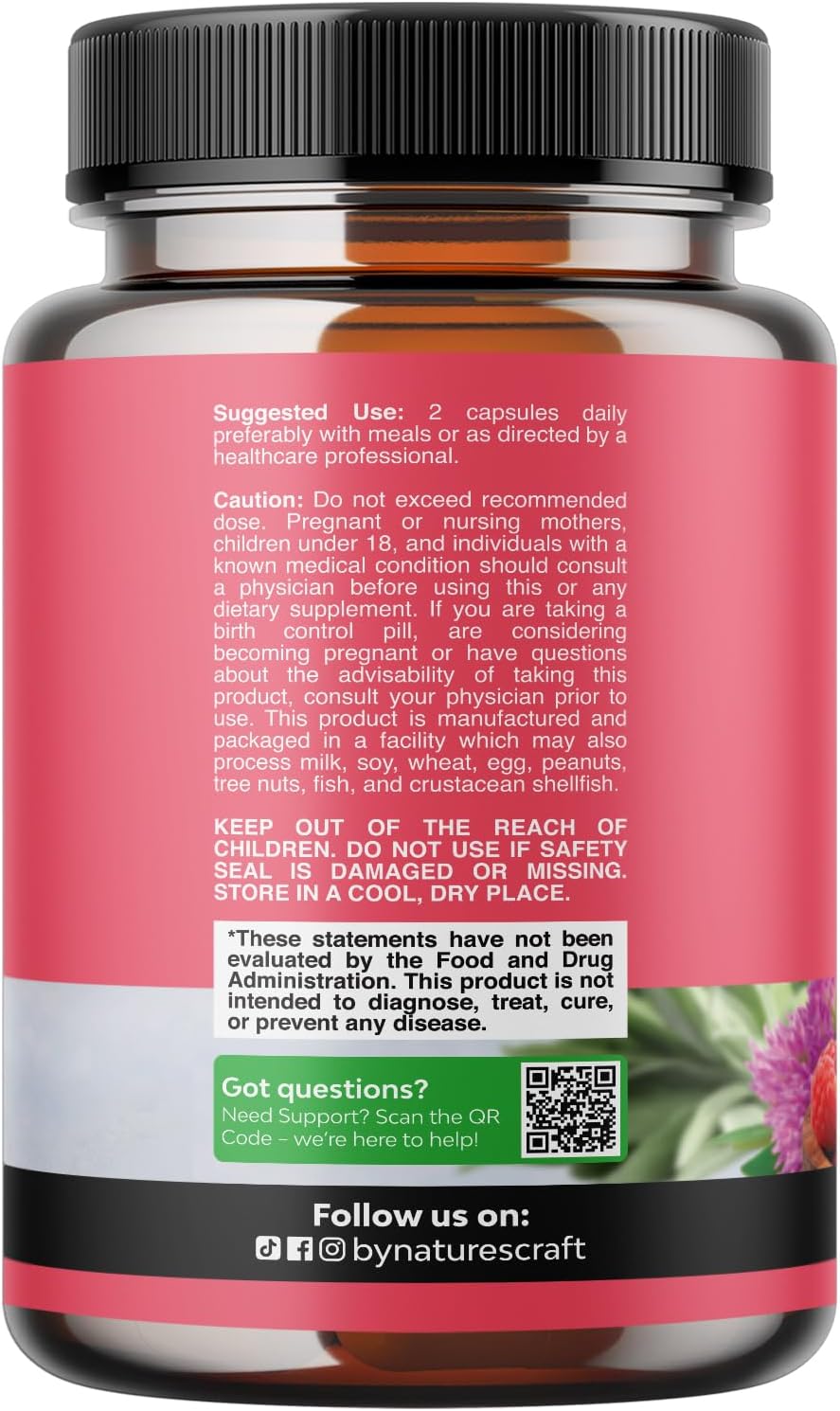 Natures Craft Complete Herbal Menopause Supplement for Women - Female Hormone Balance Capsules for Night Sweats Hot Flashes & Mood Swings with Dong Quai, Chaste Berry & Black Cohosh Root - 120 Count - Image 2