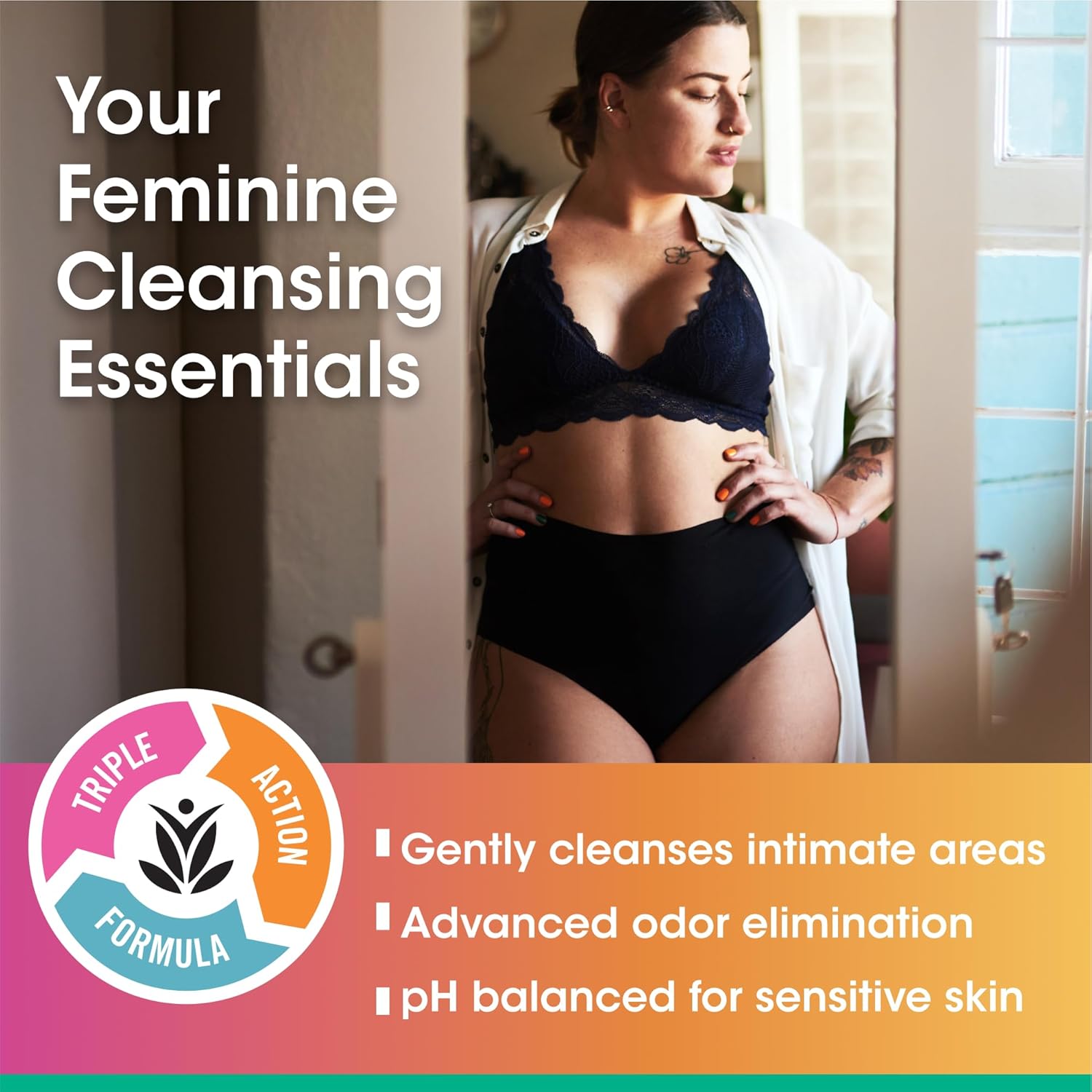 vH essentials, Ph Balanced Daily Feminine Wash, Tea Tree Oil & Prebiotic, 6, Fl Oz, (Pack Of 1) 54306 Clear - Image 2