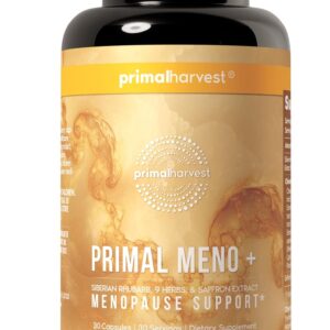 Primal Harvest Meno+ Menopause Support with Saffron & Chinese Herbs Support Mood, Menopausal Symptom Relief, & General Well-Being (1 Pack)