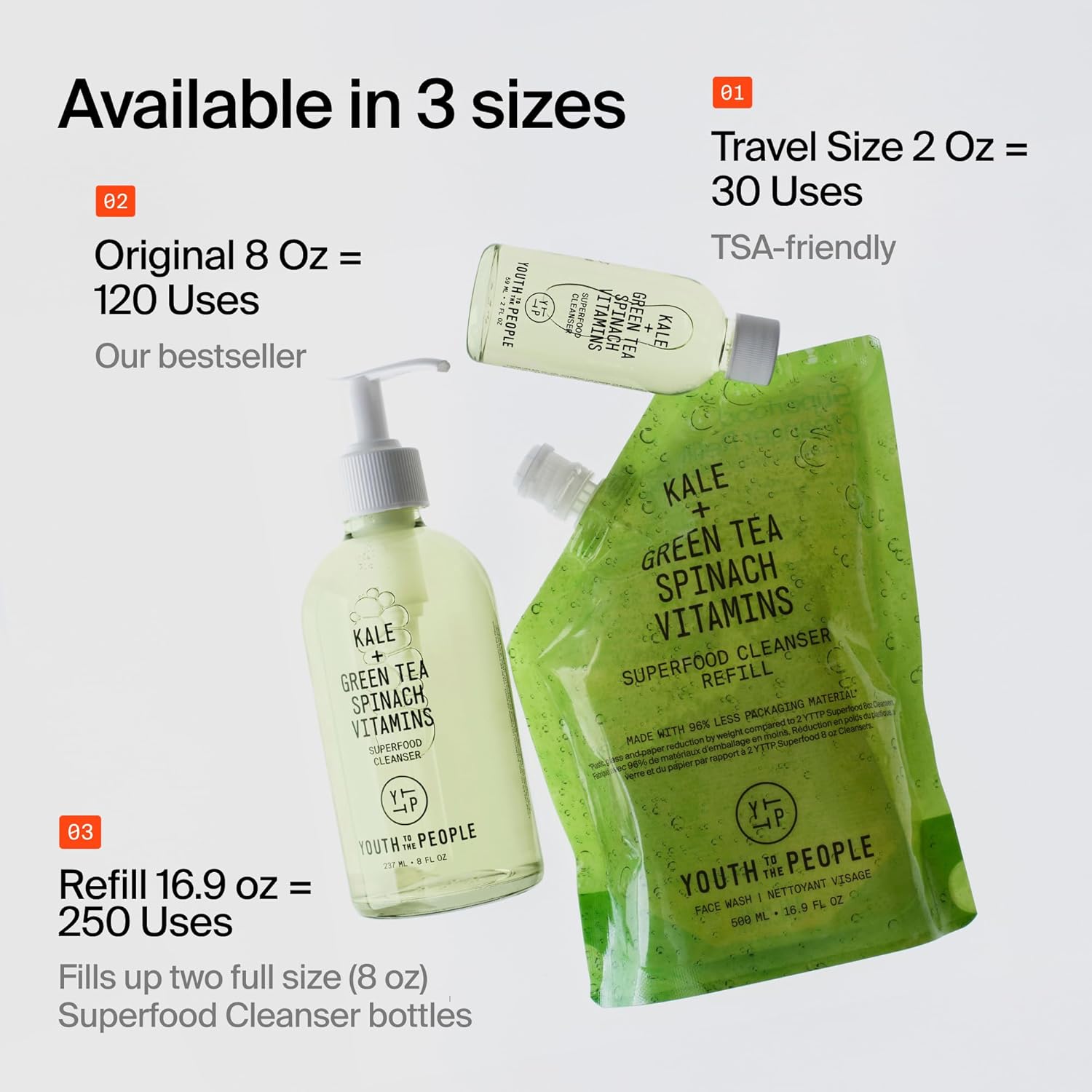 Youth To The People Superfood Facial Cleanser - Kale + Green Tea Daily Face Wash, Gently Removes Makeup, SPF, and Oils, Soothing Antioxidants for Glowing Skin, pH Balance, Clean Pores, Refillable - Image 10