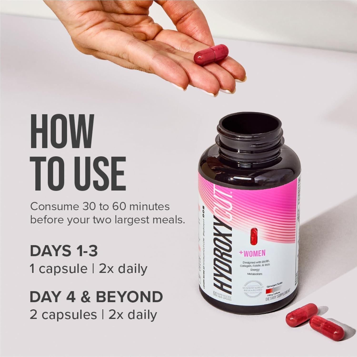 Hydroxycut +Women - 60 Rapid-Release Liquid Capsules - Includes Biotin, Collagen, Folate & Iron - Image 6