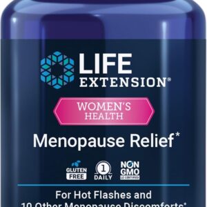 Life Extension Menopause Relief – Siberian Rhubarb, Menopause Supplement for Women, Ease hot Flashes, Mood Swings, Night Sweats Relief, Hormone-Free, Gluten-Free, Non-GMO, Vegetarian, 30 Tablets