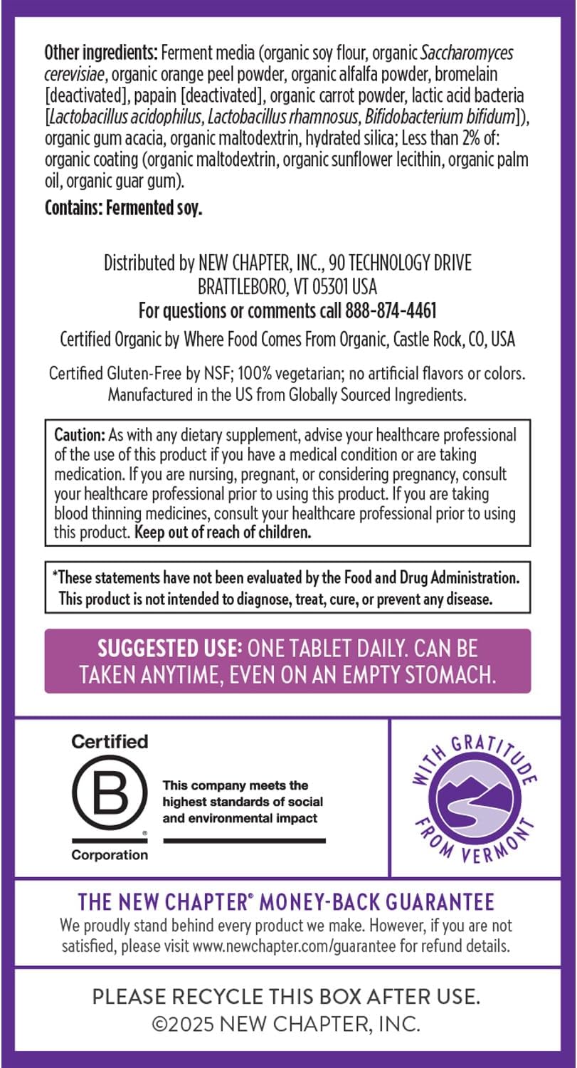 New Chapter Women’s Multivitamin 40+, extra B6 & B12, Biotin for Hair Growth, D3, Vit C, Zinc for Immune & Stress Support, Gentle on an Empty Stomach, One Daily, Non-GMO, Gluten-Free, 72 Tablets - Image 7