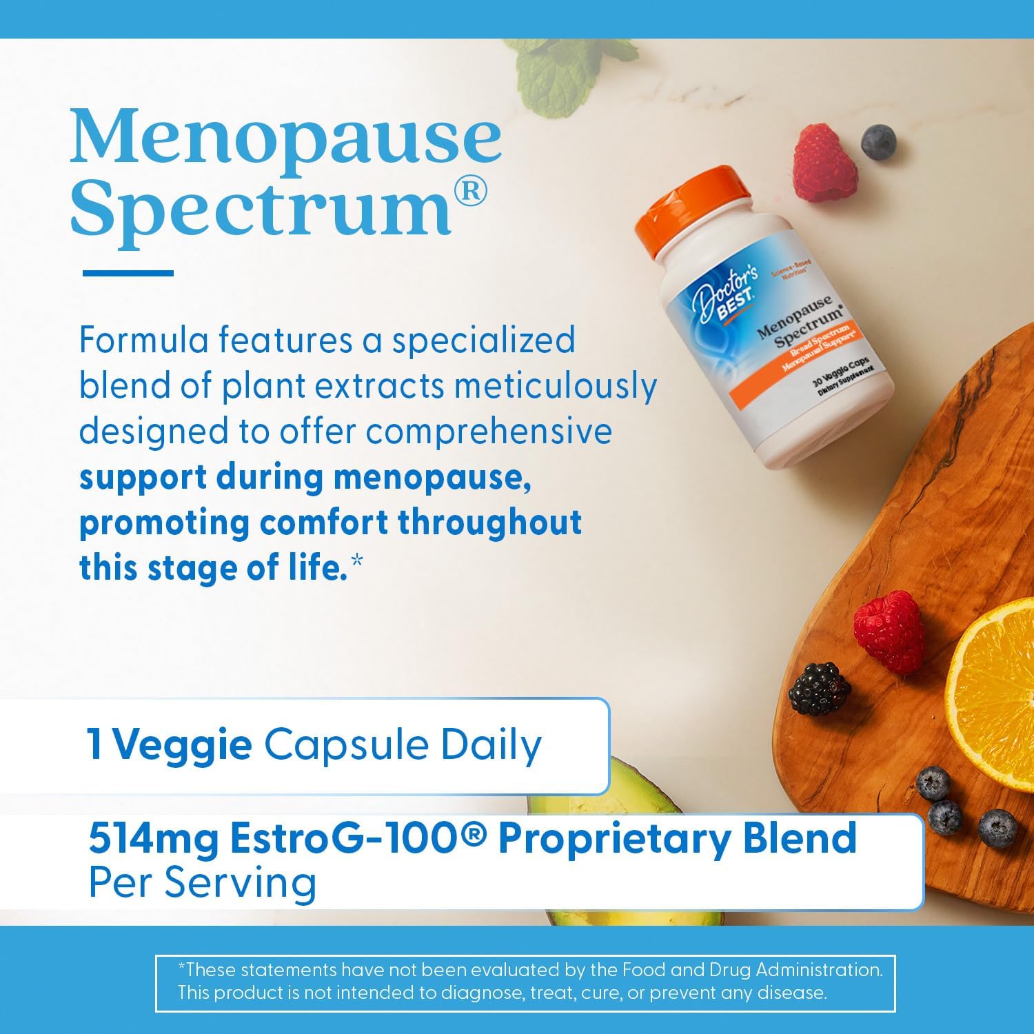 Doctor's Best Menopause Spectrum with EstroG-100 - Menopause Support Supplement for Women, Hot Flashes & Night Sweats Support, Helps Dryness, Gluten Free, Soy Free, Vegan Capsules - 30 Veg Caps - Image 4