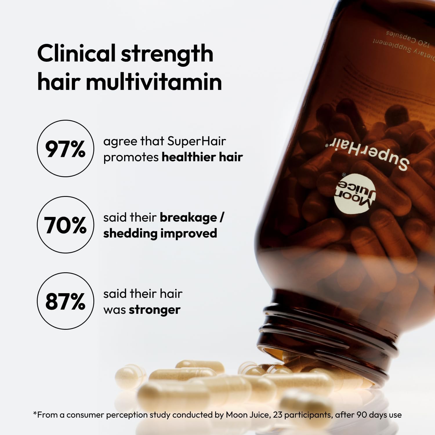 Moon Juice SuperHair Hair Growth Vitamins for Women & Men with Biotin & Saw Palmetto - Clinical Strength Multivitamin Hair Supplement for Healthier, Stronger, Thicker Hair, 120 Capsules - 30 Servings - Image 3