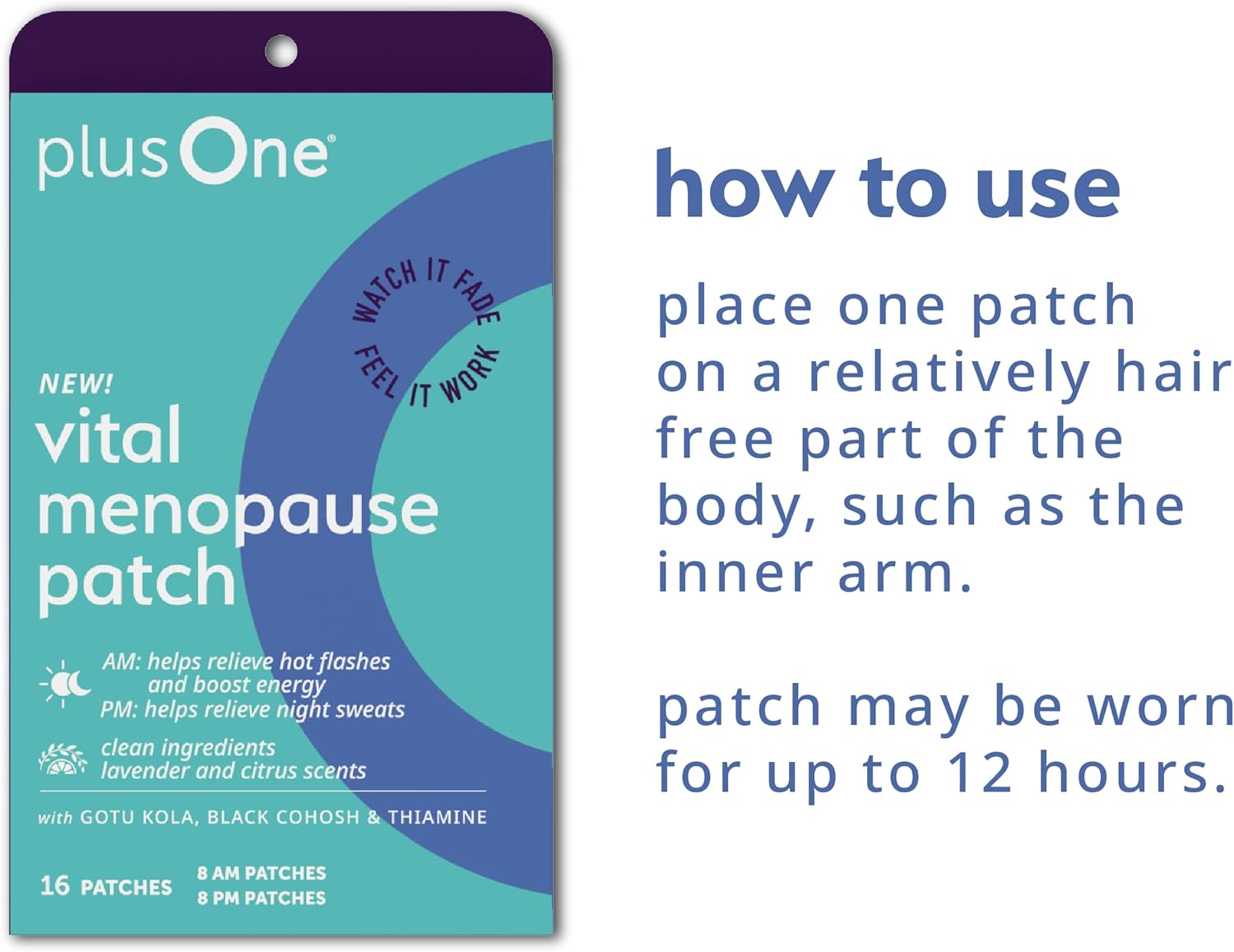 plusOne Vital Menopause Patches AM & PM – Hot Flash & Night Sweat Support – Promotes Energy & Sleep – Herbal Arjuna Daily Patches – 16ct - Image 6