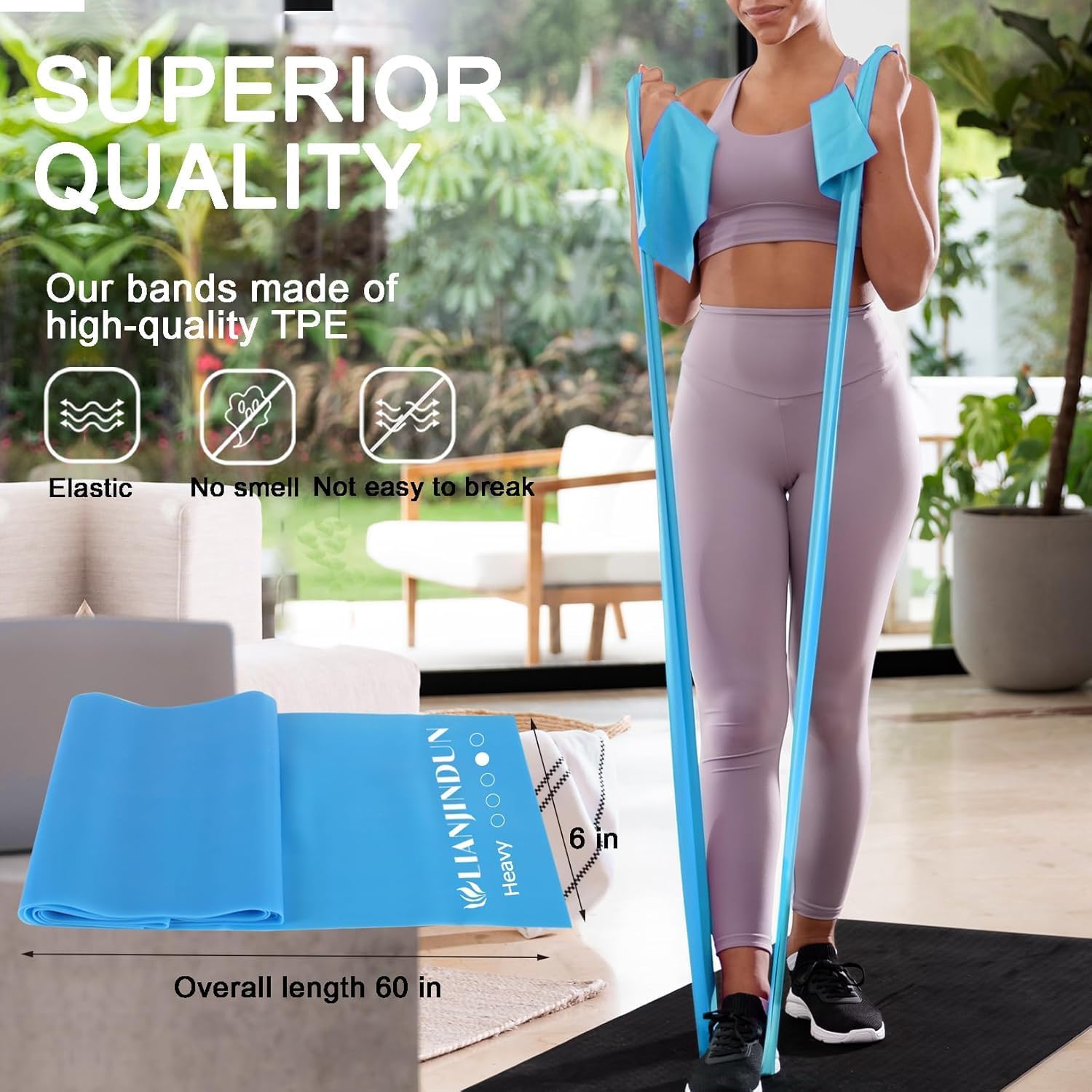 Lianjindun 5 Pcs Professional Resistance Bands. Latex-Free, Pilates Band, Work Out Bands, Stretch Bands for Working Out Women or Men, Exercise Bands Set for Pilates, Physical Therapy, Yoga - Image 4