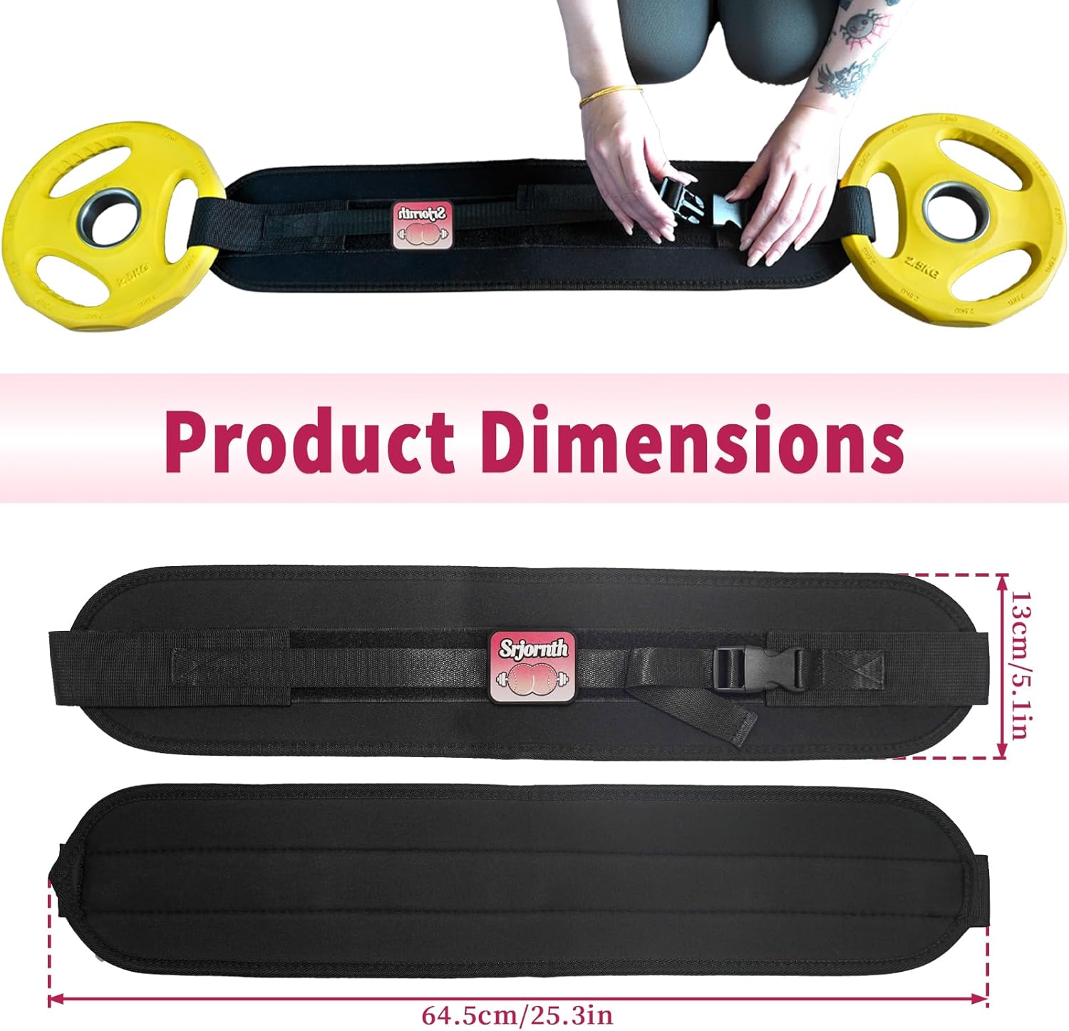 Pro Portable Hip Thrust Belt - Premium Booty Builder for Dumbbell & Kettlebell Workouts | Gym, Home & Travel Glute Trainer | Lightweight & Foldable Design | Attached is a Velcro badge |Slip-Resistant Padding for Hip Protection (Black) - Image 4