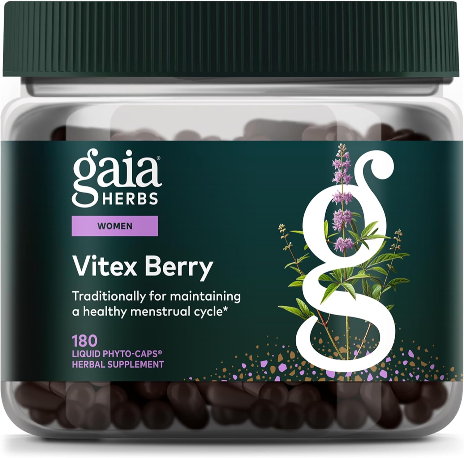 Gaia Herbs Vitex Berry - Vitex Traditionally Used to Support Hormone Balance for Women & a Healthy Menstrual Cycle* - 180 Vegan Liquid Phyto-Caps (90 Servings)